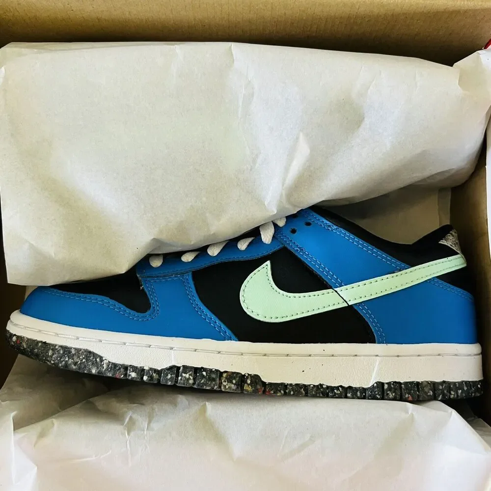 NIKE Dunk Low SE Black/Light Photo Blue/Active Pink/Mint Foam - M 5.5 Y (7 W)